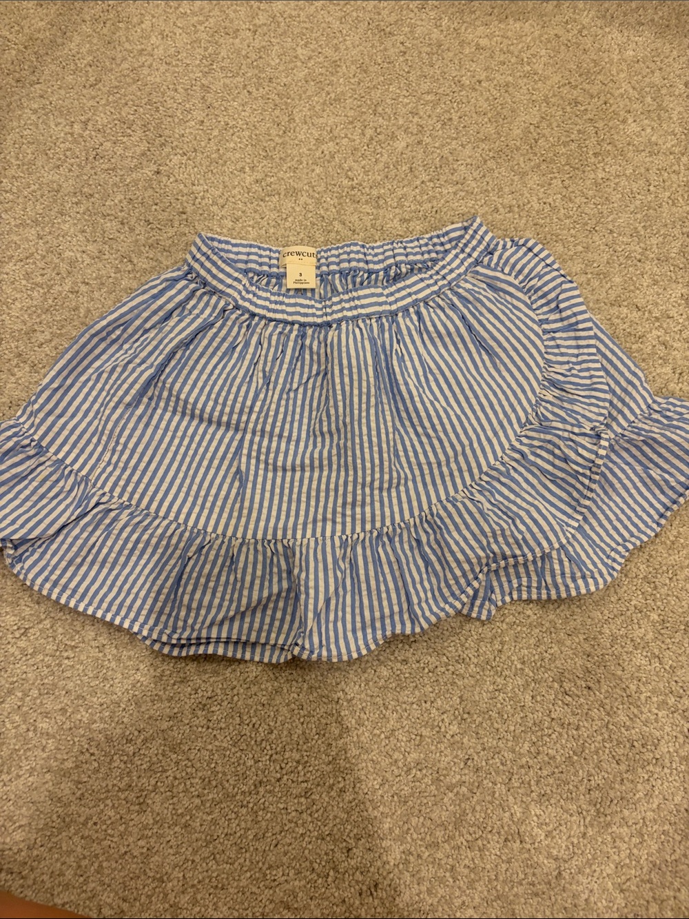 Crewcuts Blue and White Striped Ruffle Hem Skirt